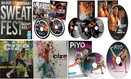 Insanity, Cize, & PiYO Bonus Fitness Workout Combo on 12 DVD's - Aydenns