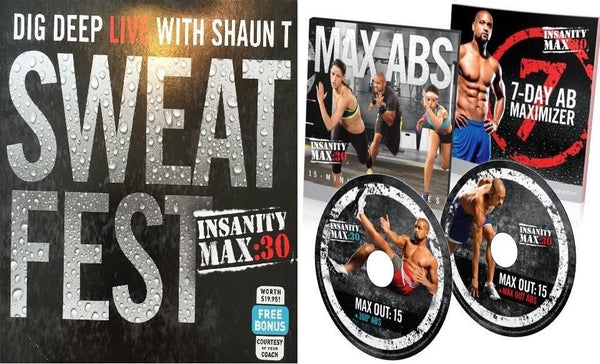 Insanity Max 30 Max Abs Sweat Fest Workout Bonus 3 DVD